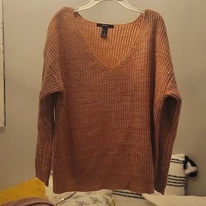 Forever 21 Marbled V-neck sweater size small Coral and white